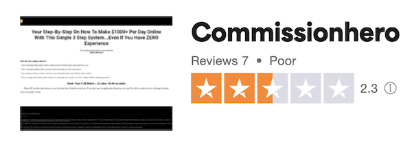 Commission Hero TrustPilot rating.